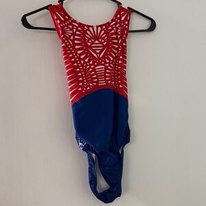 Red and Blue Chalk Warrior USA Leotard